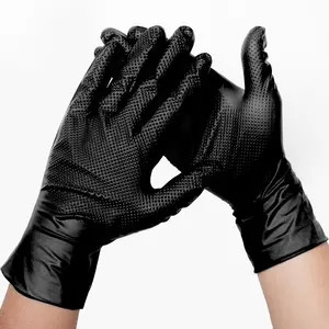 Diamond Style Disposable Black Nitrile Gloves Latex Free