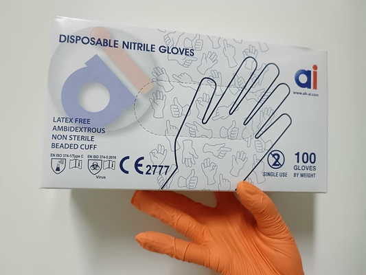 Orange Disposable Nitrile Gloves, Food Safe, Latex Free, Powder Free, Small