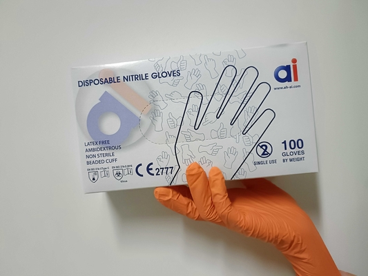 Orange Disposable Nitrile Gloves, Food Safe, Latex Free, Powder Free, Small