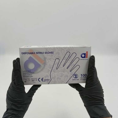 Black Nitrile Exam Gloves, 100 PCS/Box, Size Small, Latex Free, Powder Free, Disposable, Non-Sterile, Food Safe
