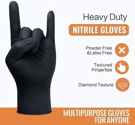 Black Nitrile Disposable Gloves Diamond Grip Powder Free Gloves