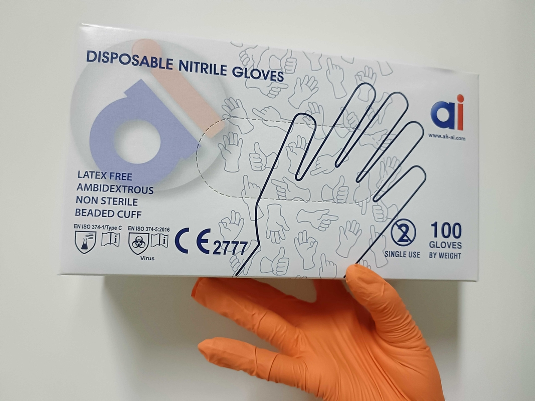 Orange Disposable Nitrile Gloves, Food Safe, Latex Free, Powder Free, Small