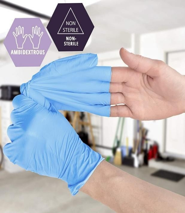 Powder Free Blue Nitrile Disposable Gloves Family Cleaning Waterproof Non Slip