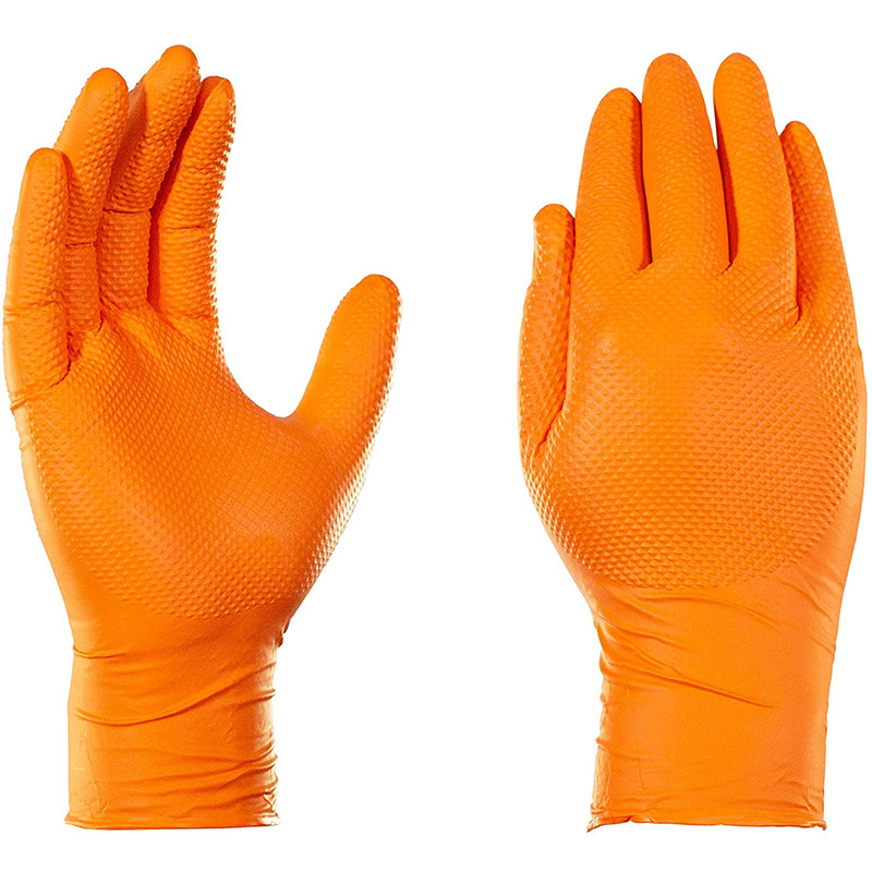 Black Orange Diamond Texture Powder Free Gloves Nitrile XS - XL